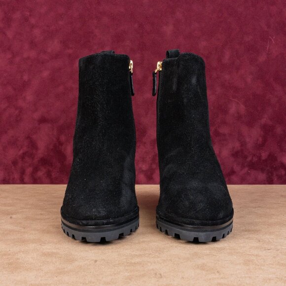 Tory Burch Women Black Suede Zip Wedge Lug Sole Ankle Boots sz 10.5 - Picture 3 of 8